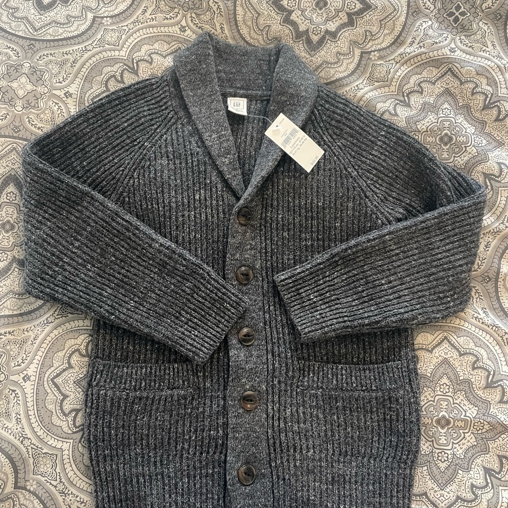 GAP Gray Cardigan Sweater with Ribbed Knit size 5